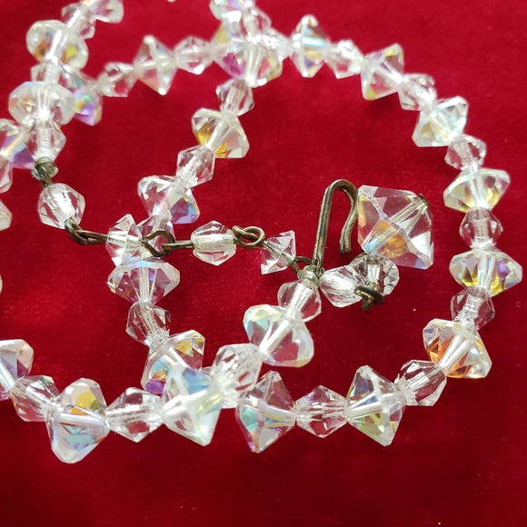 Vintage CHOKER CRYSTAL NECKLACE SINGLE STRAND hook clasp - Picture 10 of 12